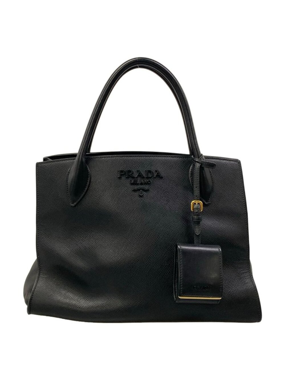 Prada Handbag Monochrome Bag Black Leather